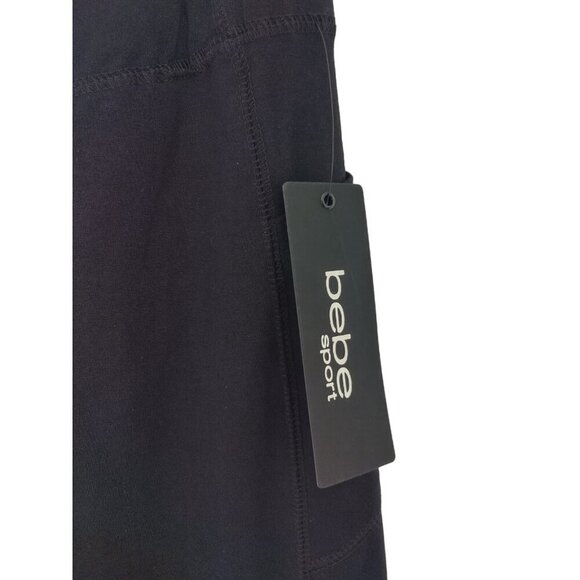 Bebe Sport Women's Black Yoga Pants L, of cotton and spandex, wide leg, NWT - Picture 3 of 10